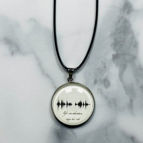 Life's An Adventure, Enjoy The Ride Soundwave Cabochon Necklace - Picture 1 of 3